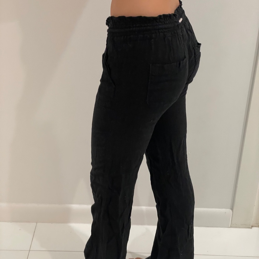 Roxy Oceanside Linen Beach Pants Black Small